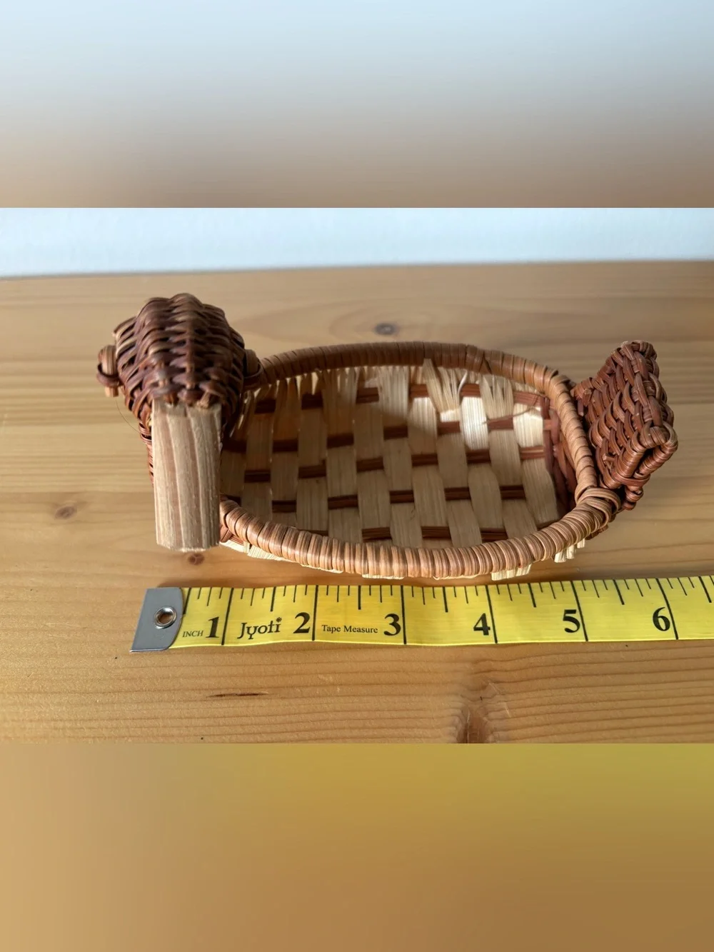 Vintage Wicker Duck Basket | Mid Century Rattan Catchall Bowl Wood Beak